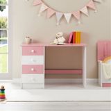 IDIMEX Bureau ARNE met 4 lades in wit/roze
