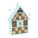 Relaxdays insectenhotel, tuin, balkon, nestkast bijen, bijenhotel om op te hangen, hout, HxBxD 38 x 29 x 9 cm, blauw