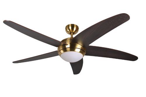 Pepeo Melton Plafondventilator - 132 cm - Messing - Bruin/Wanaque - Met verlichting en afstandsbediening