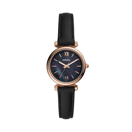 Fossil Carlie ES4700 Dameshorloge 28 mm - Rosékleurig - Zwart