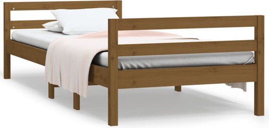 vidaXL Bedframe - 75x190 cm - Massief Grenenhout - Honingbruin