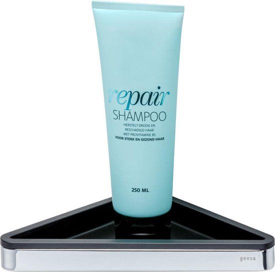 Geesa Frame Hoekplanchet - Zwart/Chroom - 23x17cm - Messing