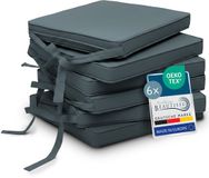 Beautissu Set van 6 Stoelkussens met Linten Loft SK – Zitkussen 45x40x5 cm - Zitkussens voor Stoelen Non-Slip met Afneembare Kussenhoes - Kussen Blauw-Grijs