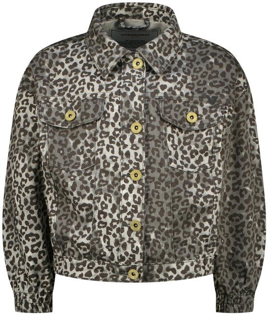 Vingino Tori Leopard Meisjes Jas - Dark Grey Vintage