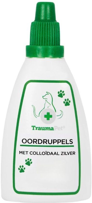 TraumaPet Oordruppels Hond & Kat – Oorreiniger met Colloïdaal Zilver – Bij Jeuk, Roodheid, Oorsmeer & Gevoelige Oren – 50 ml