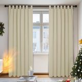 Deconovo Verduisteringsgordijnen, beige, set van 2, 245x140