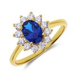 Lucardi Dames Zilveren goldplated ring met blauwe zirkonia