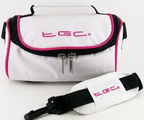 TGC ® Camera Case voor Epson PhotoPC 3000z met schouderriem en draaggreep, Koel Wit & Warm Roze