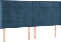 VidaXL Hoofdbord met randen 203x16x118/128 cm fluweel donkerblauw