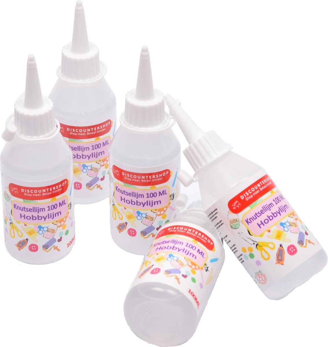 discountershop 5x Knutsellijm 100ml - Knutsellijm - Lijm - All purpose glue - Glue - Kinderlijm - Knutselen - Goedkope knutsellijm