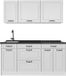 Vicco Eenpersoonskeuken R-Line, Wit landelijk/Wit, 160 cm antraciet werkblad