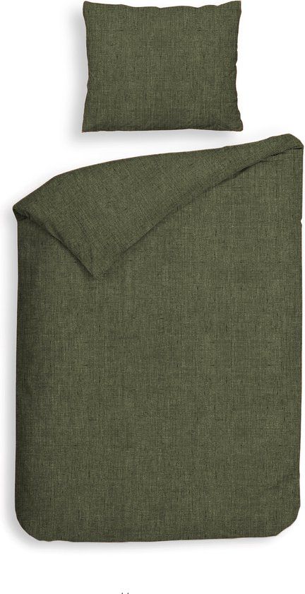 Heckettlane Franela Dekbedovertrek - Eenpersoons - Flanel - Groen - 140x200-220cm