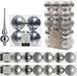 Kaemingk B.V. Kerstversiering boules de Noël en plastique avec étoile en verre argent 6-8-10 cm lot de 49x pièces