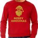 Bellatio Decorations Foute Kersttrui / sweater - voor heren - Merry Christmas - rood - glitter goud - kerstman XXL
