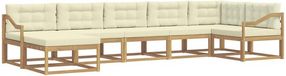 vidaXL - Salon d'angle - 7 places assises - Blanc et crème - Acacia bois