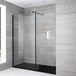 Nox douche d'angle 1 paroi fixe avec profil noir | receveur de douche anthracite effet pierre 110cm x 70cm
