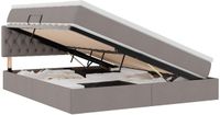 vidaXL LED-bed met opbergruimte en matras, taupe, 160 x 200 cm, gestoffeerd