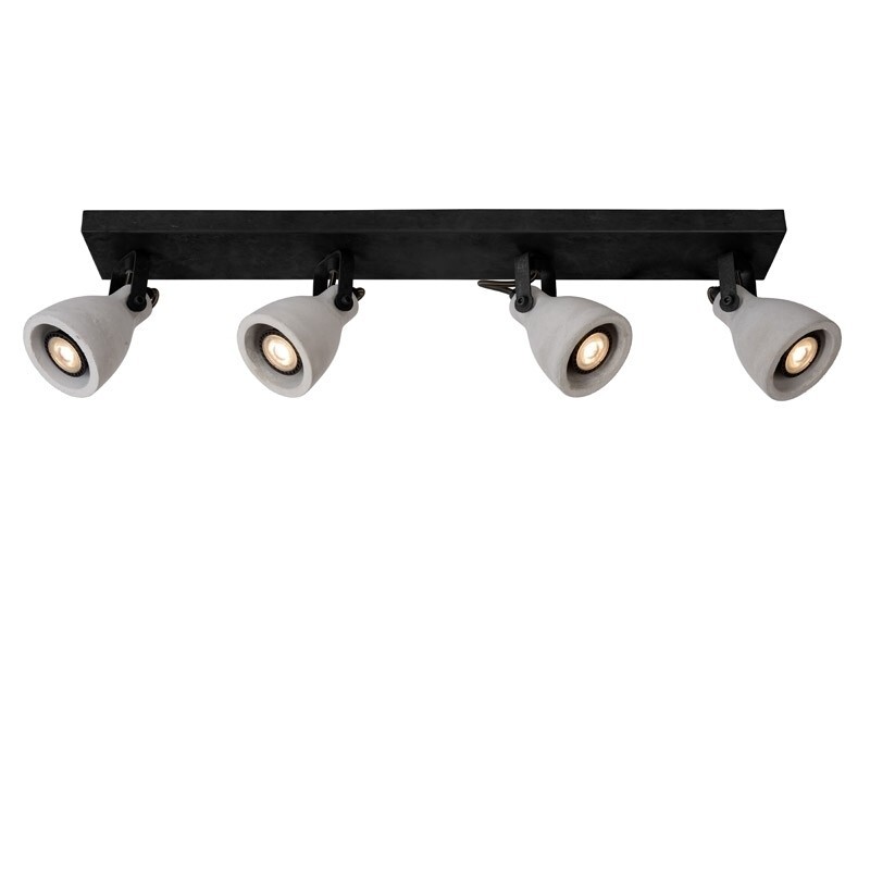Lucide CONCRI-LED - Plafondspot - Ã˜ 9 cm - LED Dimb. - GU10 - 4x5W 3000K - Zwart