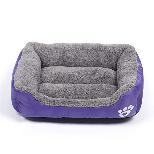 YABAISHI hond Cage puppy bed dieren kat hond Letti warm zacht katoen fleece deken huisdier mand vierseizoenen gebruik, L 66x50cm, Paars.