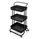 Kinvara Artesania Cerd Kinvara Keuken/badkamer opberg trolley - 3 laags - zwart - 42 x 35 x 86 cm - mesh metaal