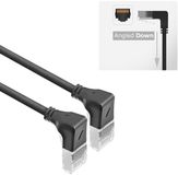 ACT Zwarte 0,25 meter U/FTP CAT6A LSZH Slimline patchkabel met RJ45 connectoren 90° haaks beneden naar 90° haaks beneden DA5952