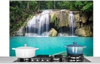KitchenYeah Spatscherm keuken 120x80 cm - Kookplaat achterwand Water - Waterval - Bomen - Muurbeschermer - Spatwand fornuis - Hoogwaardig aluminium