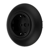 Inbouw VX1 Retro Inbouwstopcontact, Zwart Mat