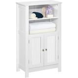 Shally Dogan Vrijstaande badkamerkast, kast met 2 deuren en 2 buitenplanken, multifunctionele vloerkast, multifunctionele kast voor woonkamer, keuken, kantoor, 50 x 30 x 92,5 cm
