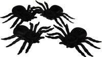 Folat Set van 4 Spinnen Halloween Decoratie Zwart Kunststof