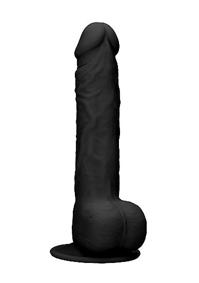 RealRock - Ultra Silicone Dildo With Balls - 24 cm - Black