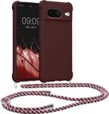 kwmobile telefoonhoesje geschikt voor Google Pixel 8 - Hoesje van siliconen met telefoonkoord - In bordeaux-violet