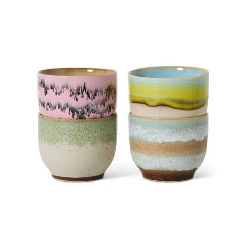 HKLIVING Koffiekopje 70s (Ø8 cm) (200 ml) (Set van 4)