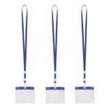 Merkloos / Sans marque Badgehouders - 40x - blauw - 11,2 x 58 cm - kunststof/plastic - keycord - naamkaarthouders - beurs
