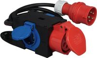 Kopp CEE verdeler 5-polig 16A met 1 x CEE ingang, 2x stopcontact met randaarde, CEE stekker met kabel 1,5 meter