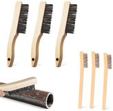 Sans marque Jeu de 6 brosses métalliques - Acier inoxydable - Couleur bois/Argent