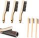 Sans marque Jeu de 6 brosses métalliques - Acier inoxydable - Couleur bois/Argent