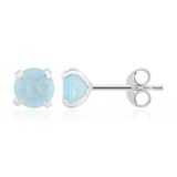 Cavill - Zilveren Oorbellen - 925 Sterling Zilver - Pastelblauwe Braziliaanse Kwarts 6mm - Ronde Slijpsel - Elegante Dames Oorbellen