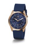 Guess Max Analoog Quartzhorloge Blauw Kast Gemaakt Van 100% Roestvrij Staal En Een Armband Van 100% Siliconen 42 GW0494G2, GW0494G4, GW0494G5