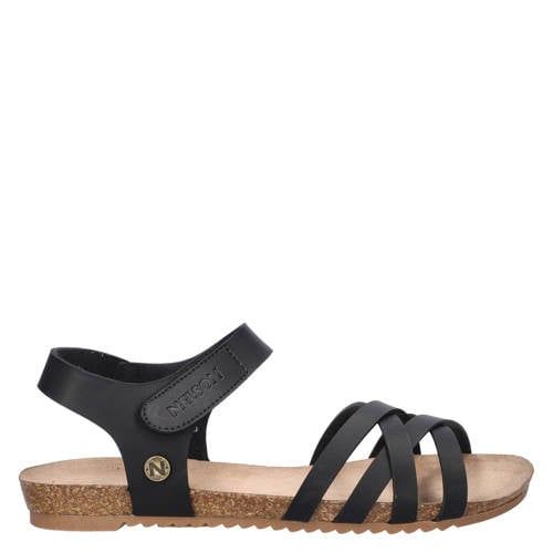 Nelson imitatieleren sandalen zwart