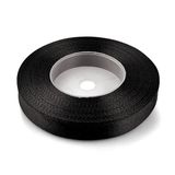 Netuno Zwarte Satine Lint 12mm Breed - 32 Meter Rol