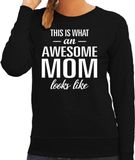 Bellatio Decorations Awesome mom sweater zwart dames - moederdag / verjaardag cadeau XXL