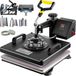 VEVOR Presse à chaud 8 en 1 pour transfert textile, Presse à transfert de 38 x 38 cm, Presse textile de 1250 W, pour chapeaux, casquettes, t-shirts, tasses
