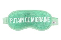 FISURA - Migraine masker "P*utain de migraine". Groen koud gelmasker. Gelmasker voor gezwollen ogen en donkere kringen onder de ogen. Koud oogmasker met boodschap. 18,5 cm x 9 cm