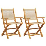 VidaXL Tuinstoel Terras Acaciahout, Polypropyleen (PP) Beige