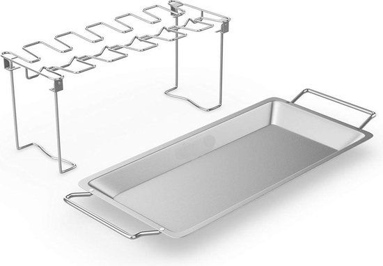 Barbecook Kippenvleugelhouder - RVS - Chroom - Inclusief Vetopvangbakje