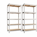 Lot de 2 étagères 5 niveaux 180 x 90 x 40 cm – Capacité 875 kg – Cadre acier renforcé – Panneaux MDF