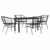 vidaXL - 5-delige Tuinset - Poly Rattan - Glas - Zwart
