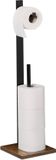 Merkloos Relaxdays toiletrolhouder - met reserverolhouder - zonder boren - bamboe - zwart-bruin