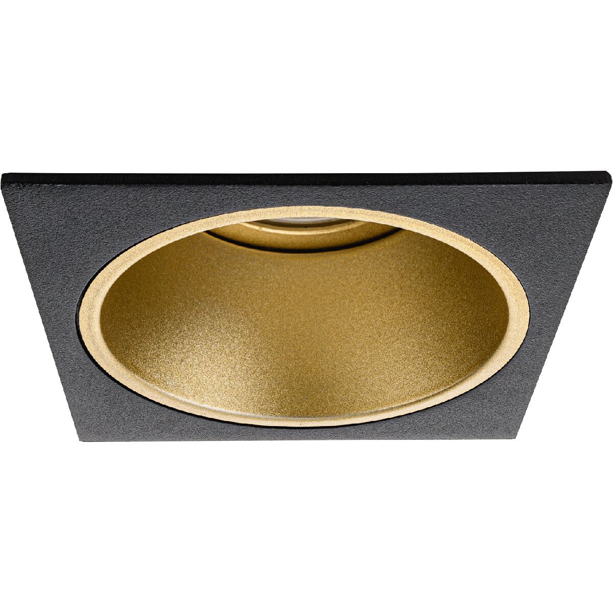 BES LED Spot Armatuur GU10 - Pragmi Minko Pro - Inbouw Vierkant - Mat Zwart/Goud - Aluminium - 90mm