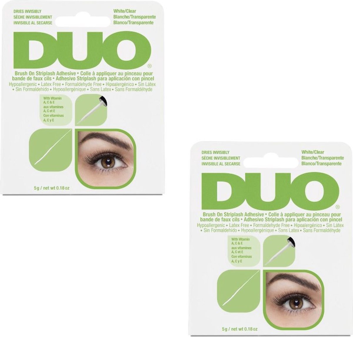 Duo - Brush On Striplash Adhesive White/Clear with Vitamins - 2 Pak